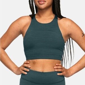 Outdoor Voices Green With Line Pattern Sports Bra Top Size Small